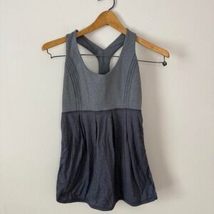 Lululemon Power Dance Tank Top Grey Active Racer Bag Comfort Women's Top SIZE 4
